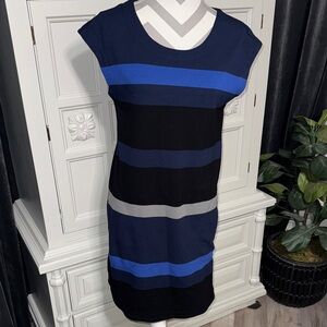 Max Studio Striped Blue and Black Dress Size Small
